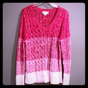 Liz Claiborne red and white crochet sweater.